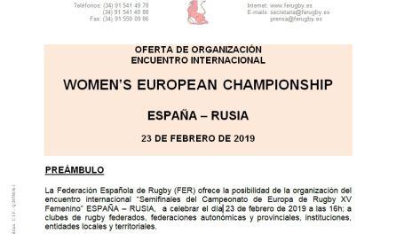 Carta presentada por la Federación Española de Rugby a federaciones e instituciones o entidades.