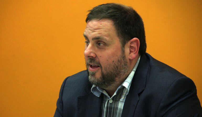 Primer plano de ERC, Oriol Junqueras, durante la reunión de la Ejecutiva