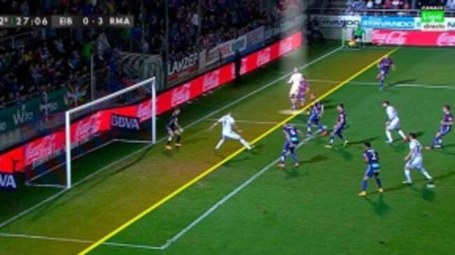 Imagen del fuera de juego de Cristiano Ronaldo en la jugada previa al primer gol del Real Madrid