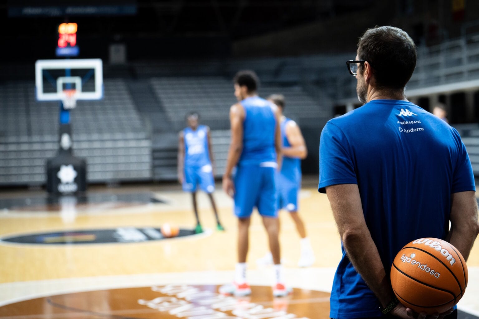 Entrenament del MoraBanc Andorra previ al partit contra el Girona.