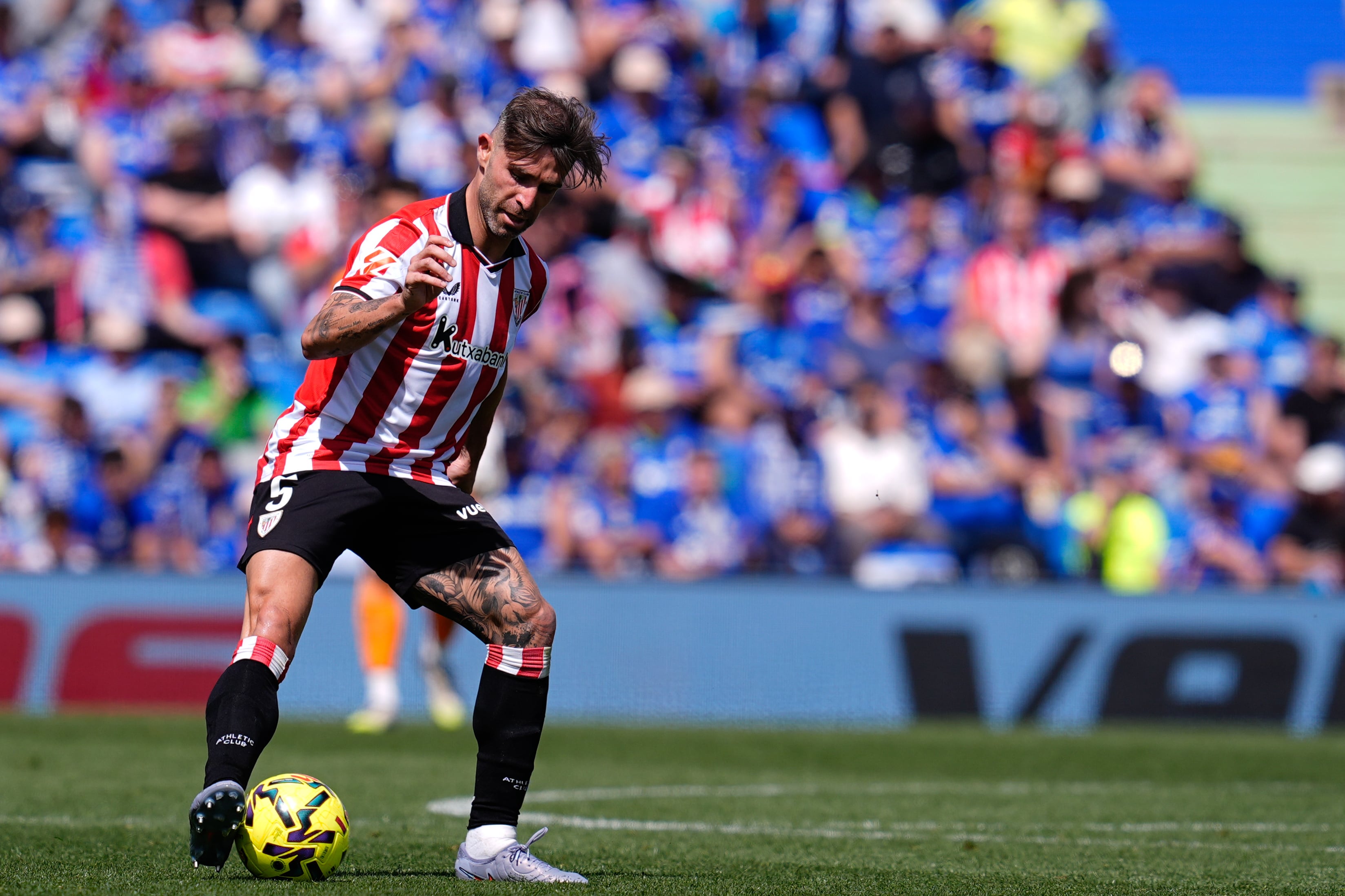 Yeray controla el balón durante el partido ante el Getafe, el primero que disputa tras su sanción por dopaje