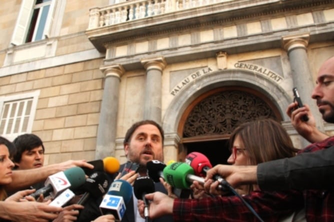 Oriol Junqueras, a la sortida de la seva reunió amb Mas