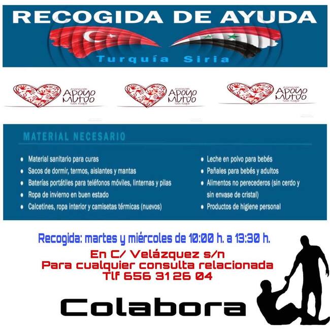 Cartel de ayuda a Turquía y Siria de Apoyo Mutuo