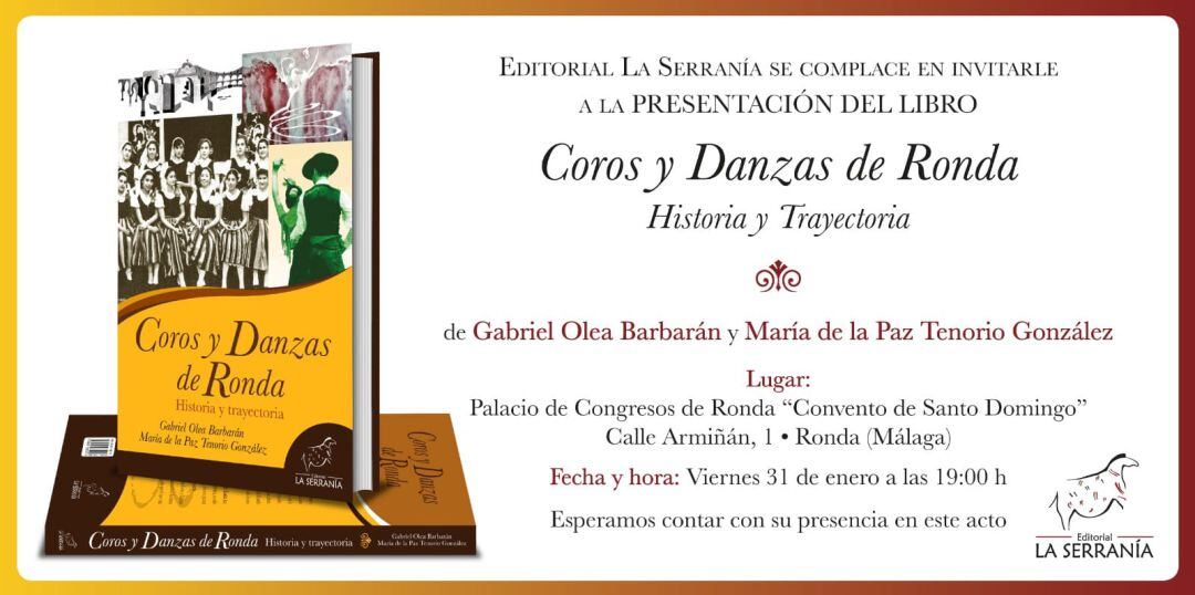 Invitación oficial para la presentación del libro que edita la Editorial La Serranía