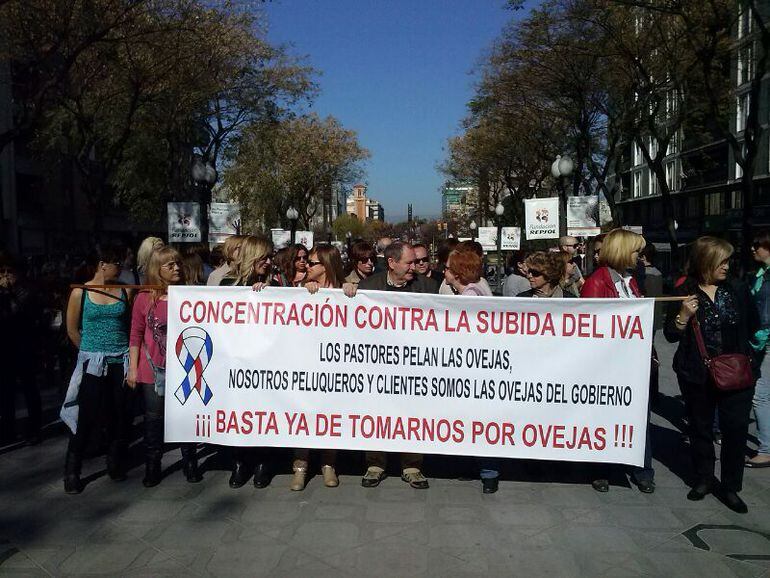 Manifestació de perruquers a Tarragona.