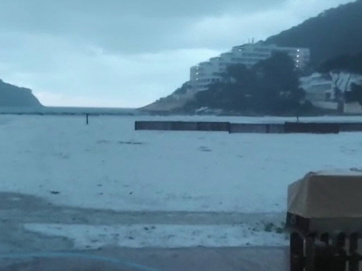 Desplome de las temperaturas en Ibiza, granizo en Cala Llonga y aguanieve en Sant Josep