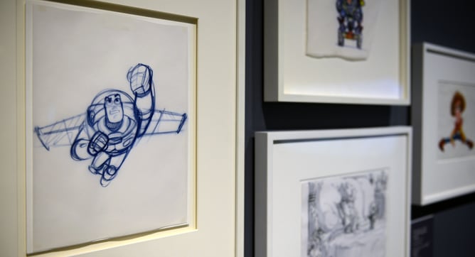 Dibujo de Buzz Lightyear de la película &#039;Toy Story&#039; que se puede ver en la exposición &#039;Pixar, 25 años de animación&#039;