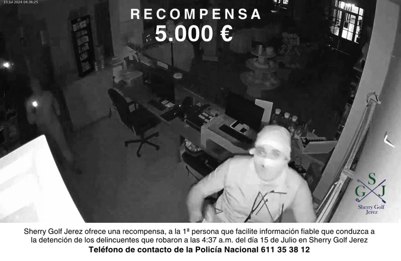 Imagen de uno de los autores del robo en Sherry Golf Jerez Sherry