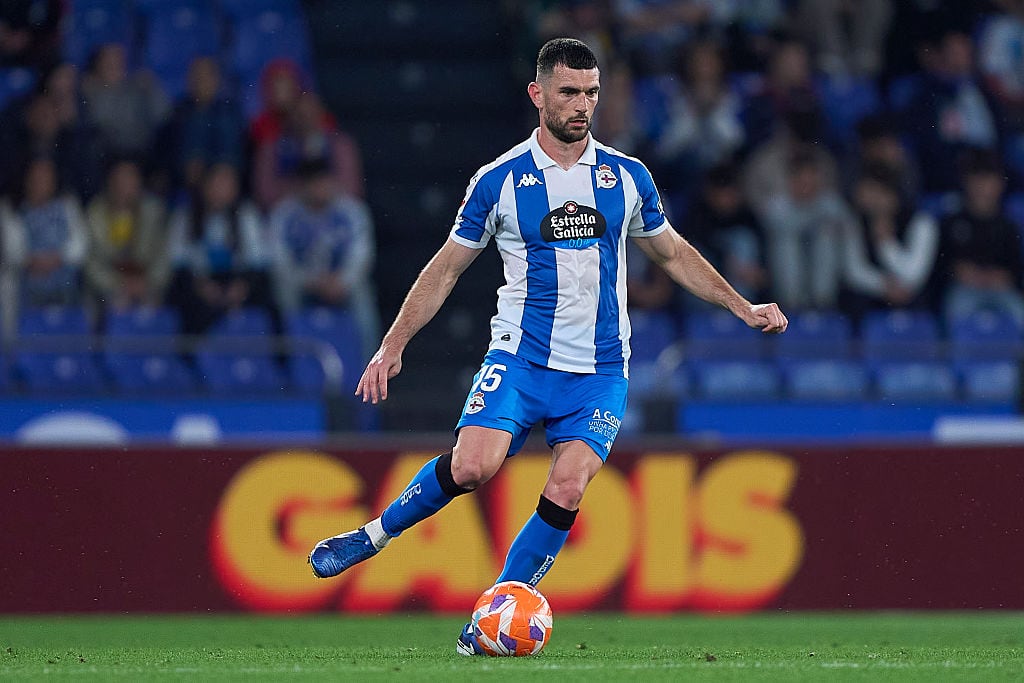 Pablo Vazquez of RC Deportivo de La Coruna plays during the La Liga Hypermotion match between RC Deportivo de La Coruna and Albacete Balompie at Estadio Abanca Riazor in A Coruna, Spain, on May 5, 2025. (Photo by Jose Manuel Alvarez Rey/JAR Sport Images/NurPhoto via Getty Images)