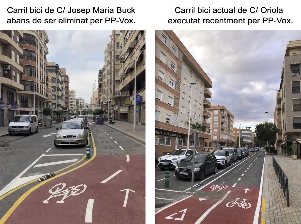 Carril bici en José María Buck y calle Oriola