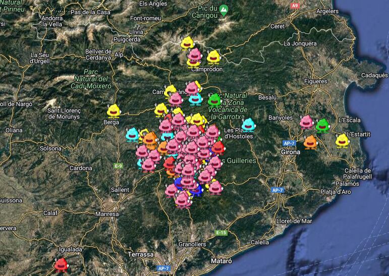 Mapa d'agressions al medi ambient a la conca del Ter.