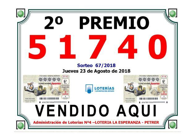 2º Premio vendido en Petrer