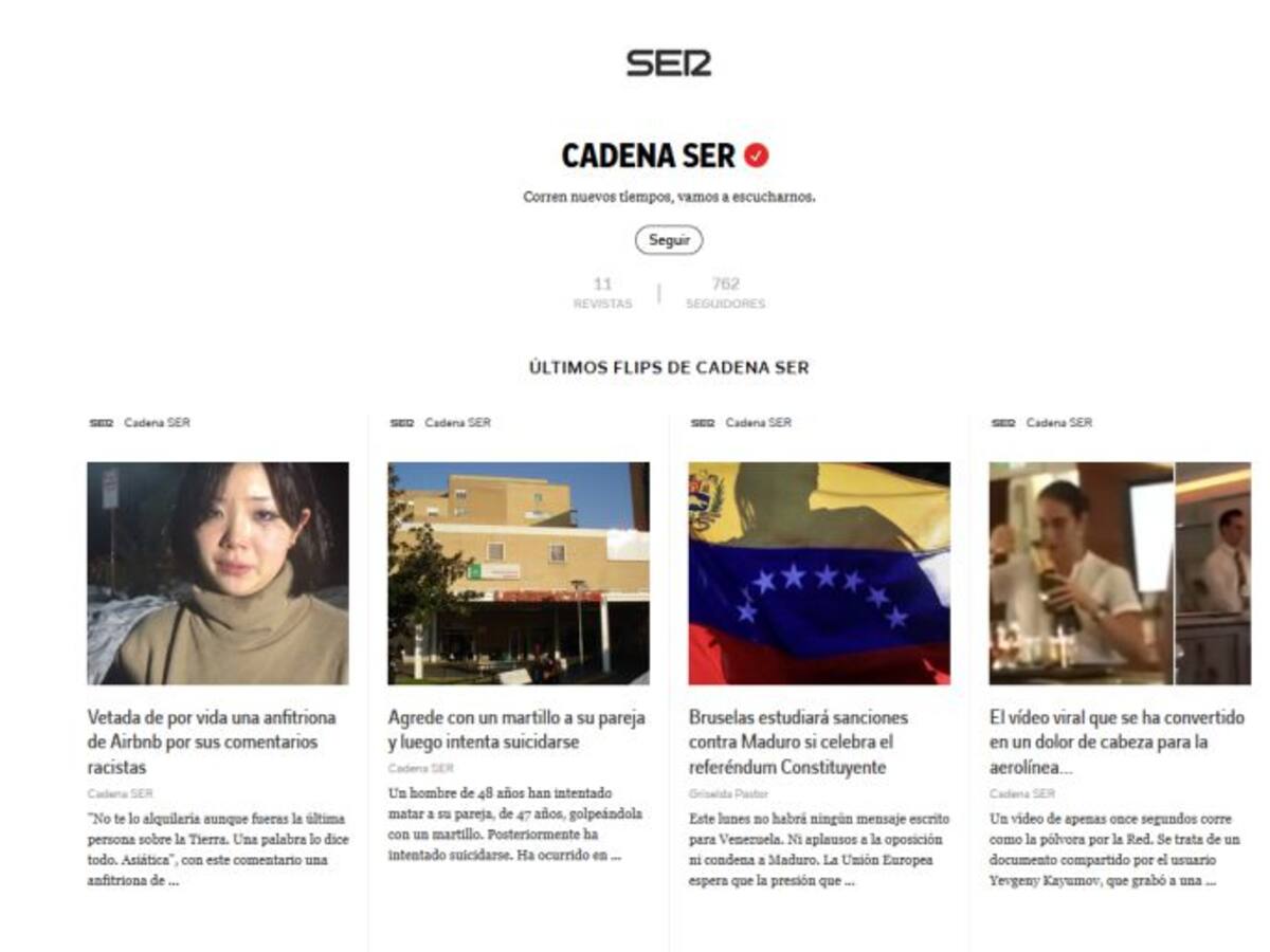 Ya puedes seguir a la Cadena SER en Flipboard