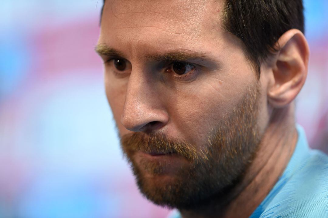 Messi, durante la rueda de prensa. 