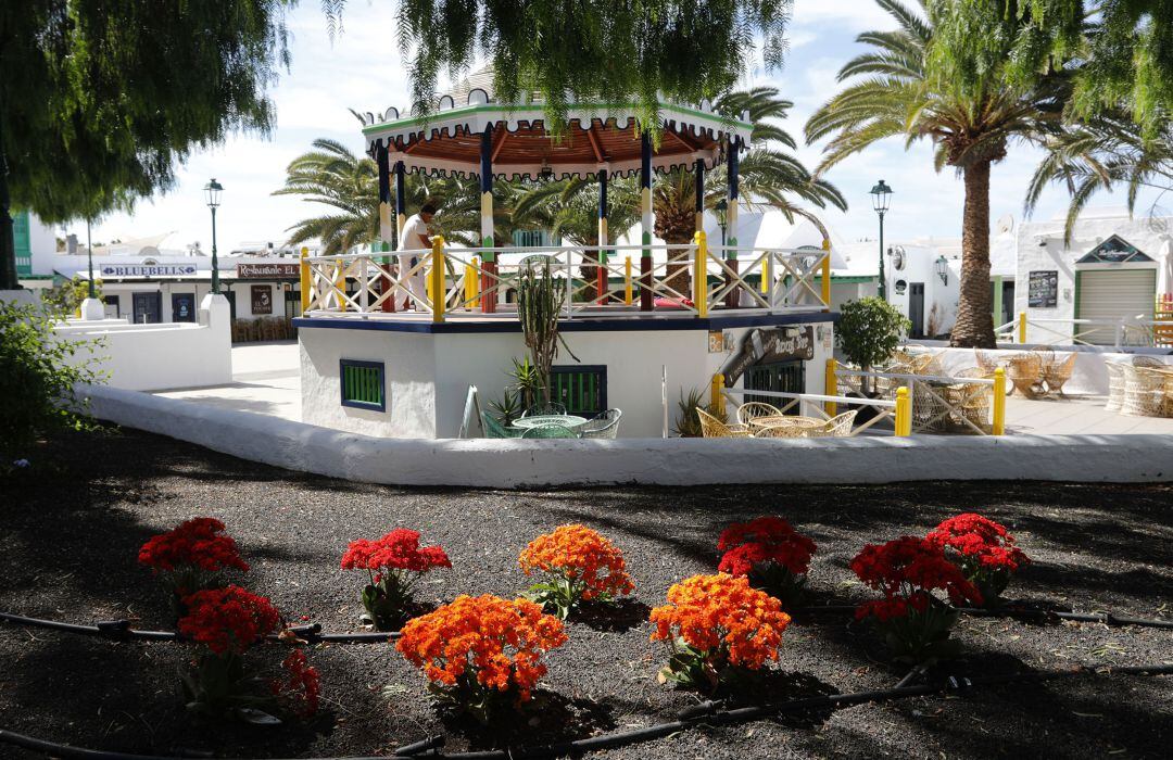 Zona ajardinada en el Pueblo Marinero de Costa Teguise.