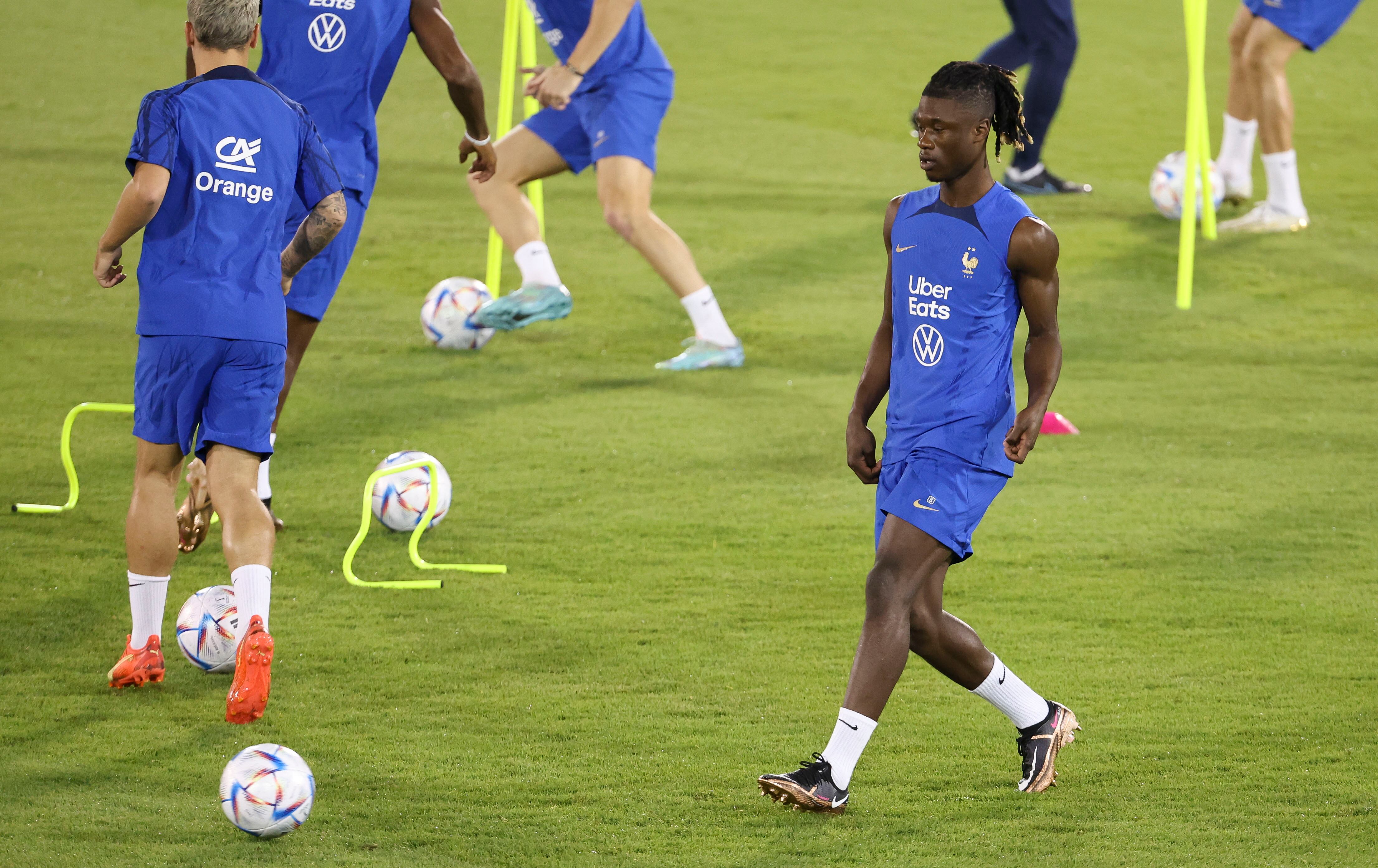 Camavinga, durante un entrenamiento de Francia.