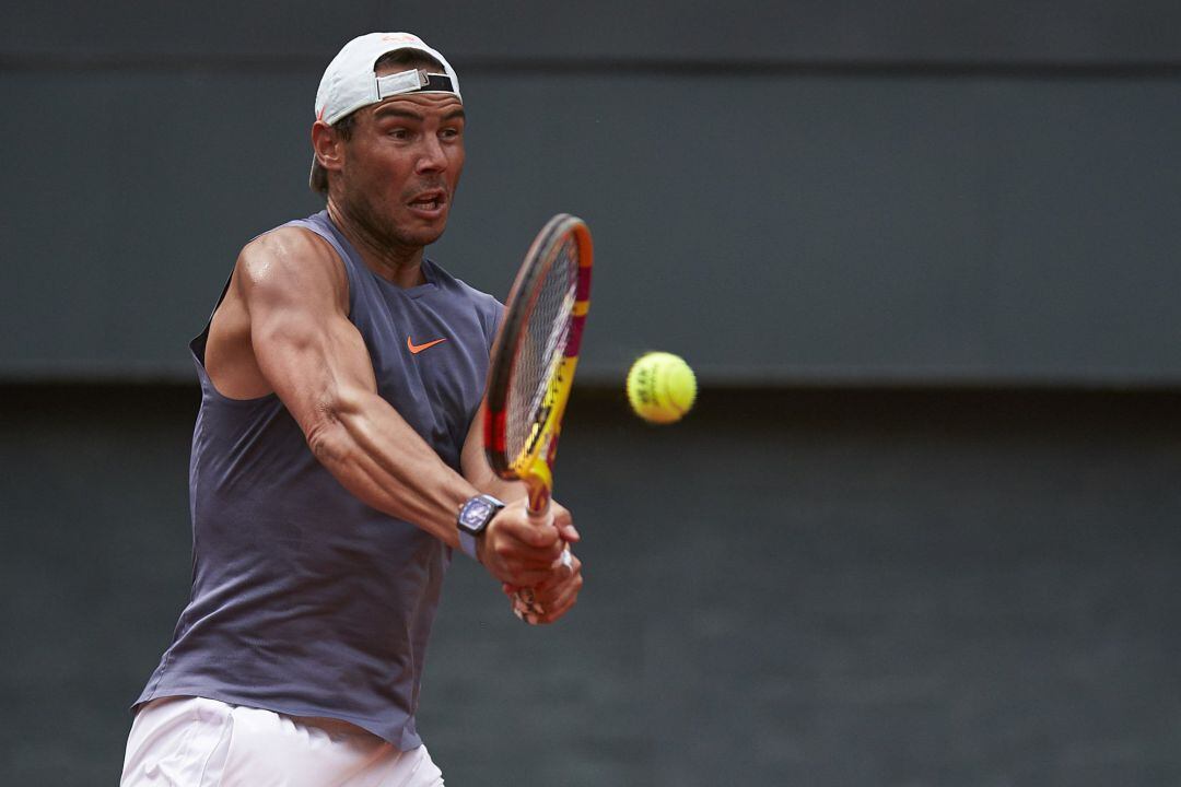 ,.20/04/2021 El tenista español Rafa Nadal, en un entrenamiento durante el Barcelona Open Banc Sabadell-68 Trofeo Conde de Godó DEPORTES
 BARCELONA OPEN BANC SABADELL
 