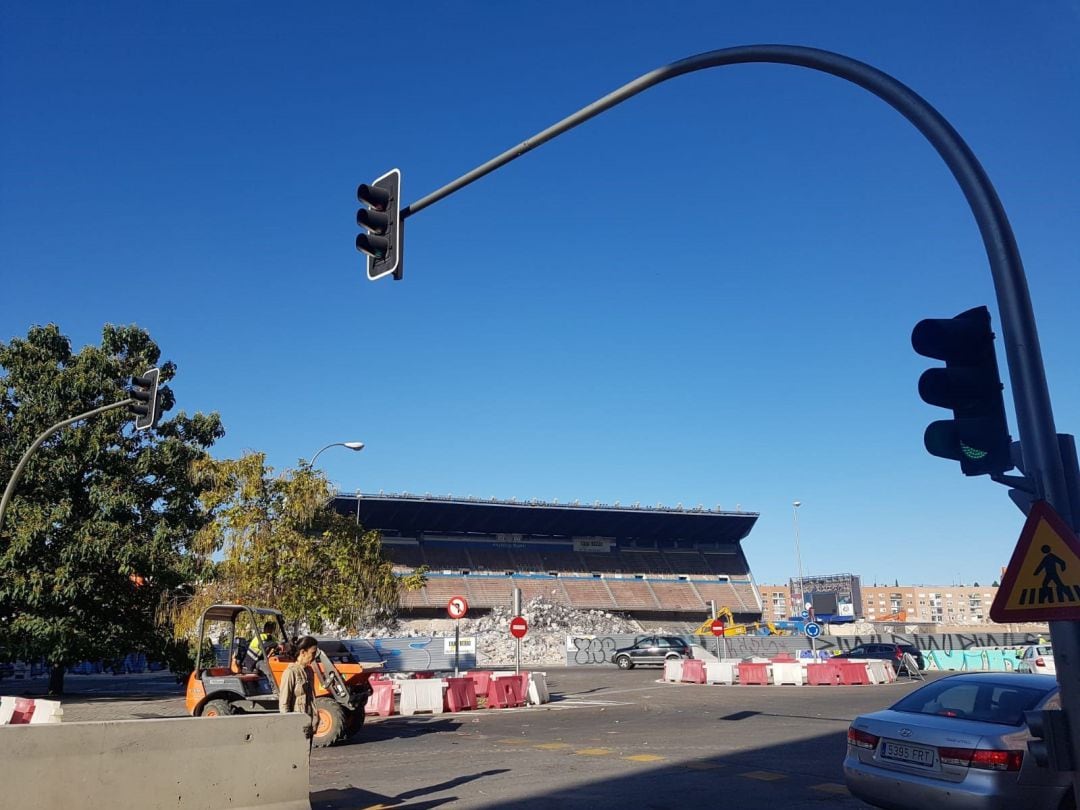 Obras de demolición del estadio Vicente Calderón