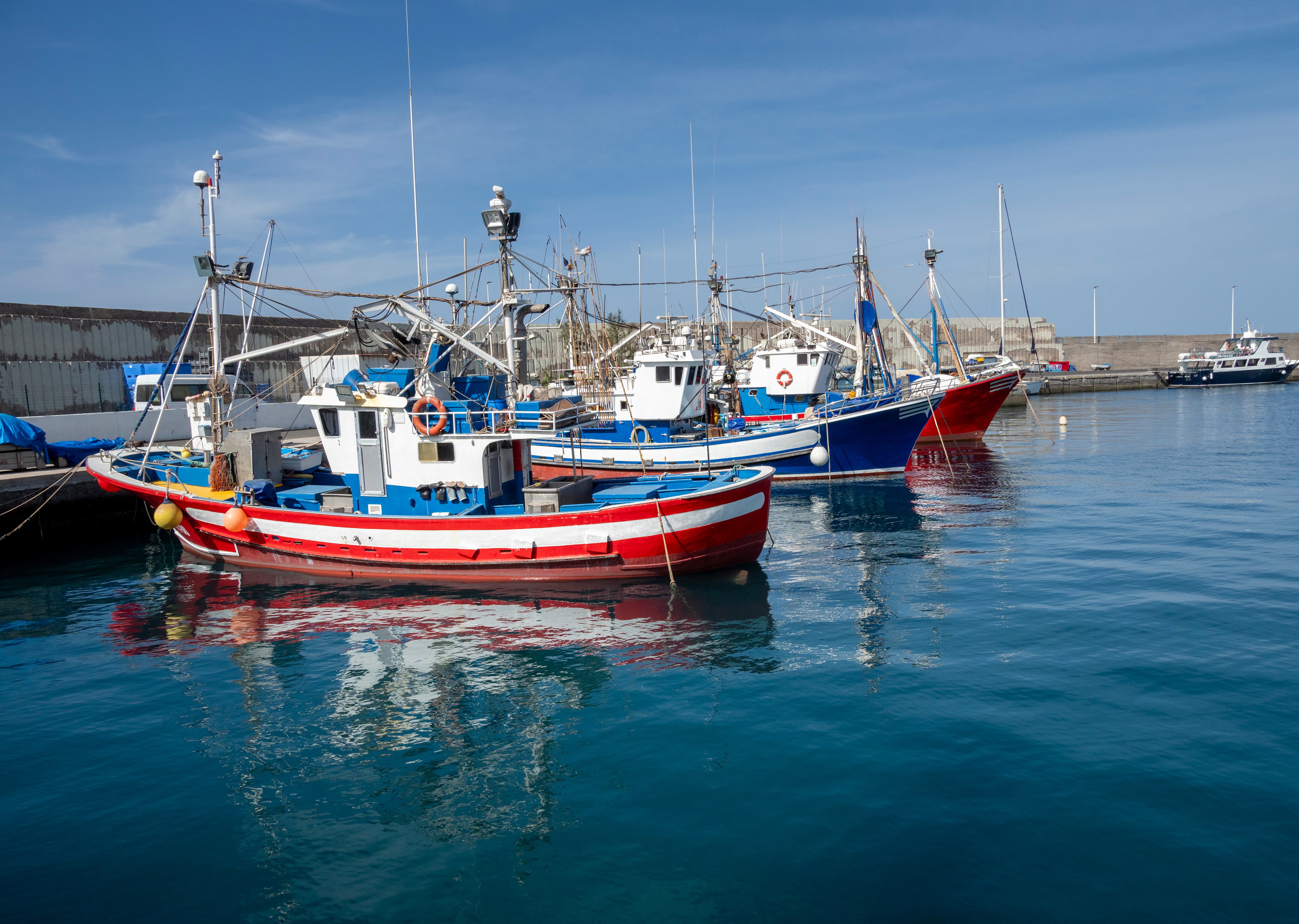 Fishing port in the town of Arguineguín , Gran Canaria Island, Canary Islands, Spain.