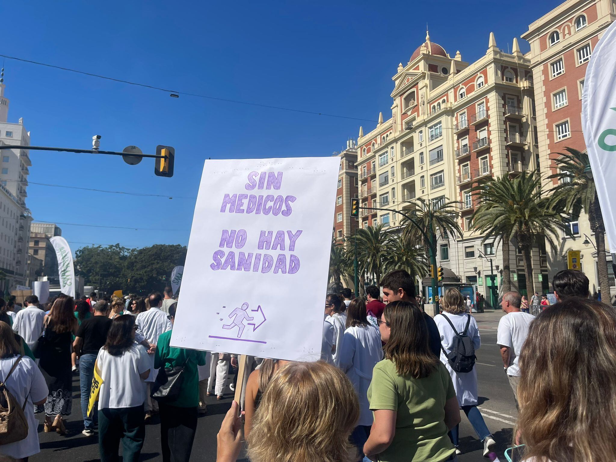 Un momento de la protesta en el centro de Málaga este viernes