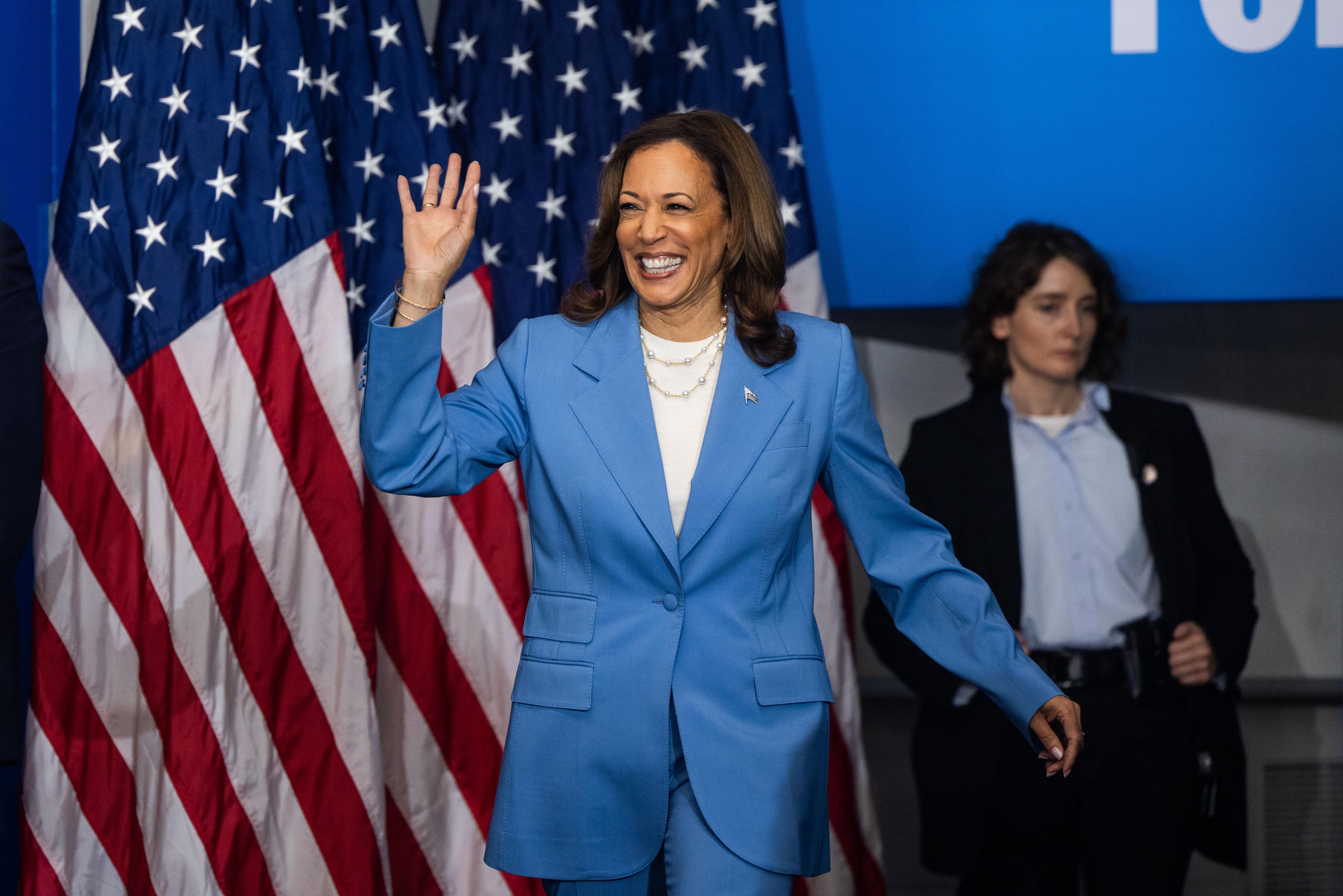 La vicepresidenta de EEUU, Kamala Harris, este viernes en Raleigh.