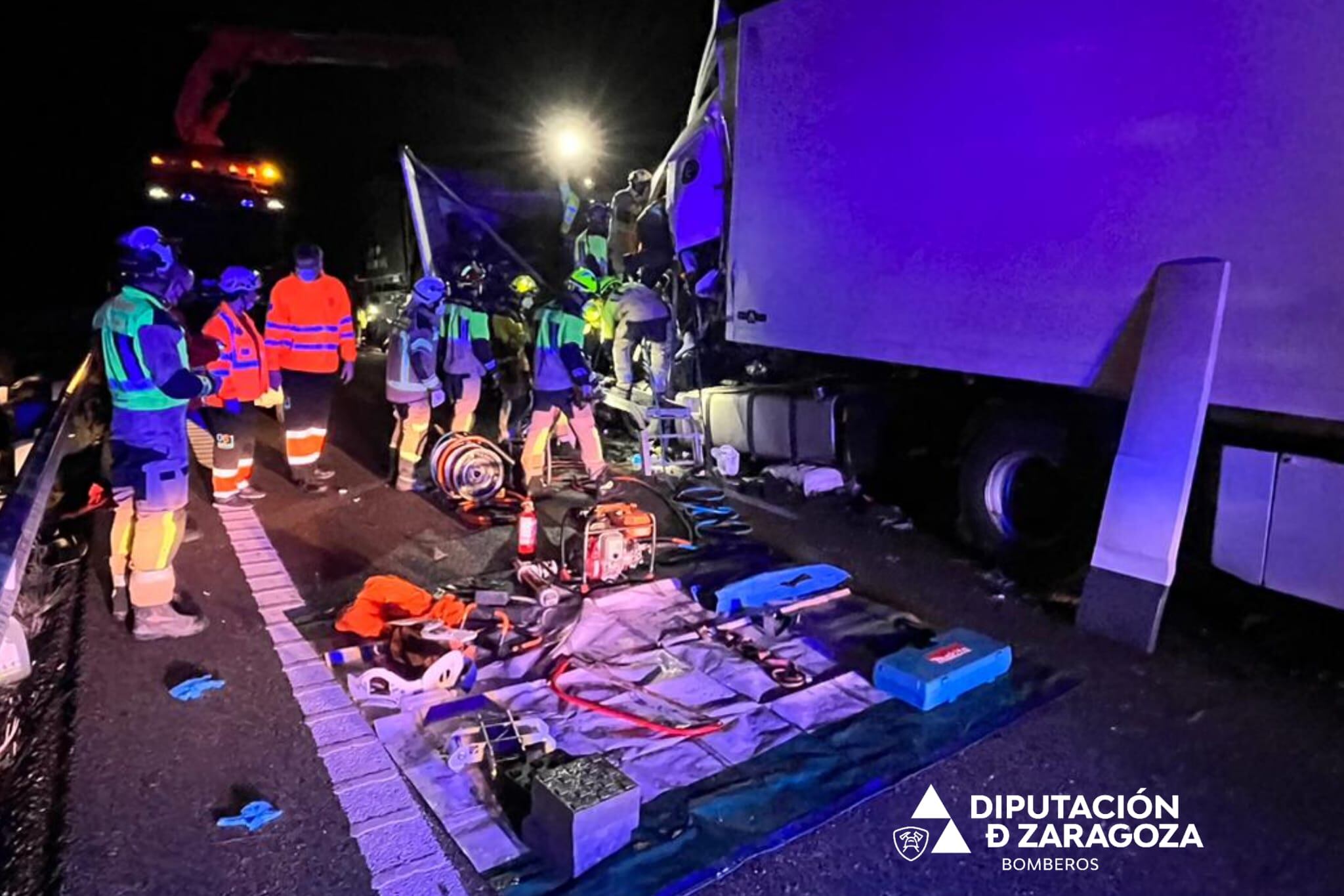 Accidente en la AP 2 en La Almolda, Zaragoza