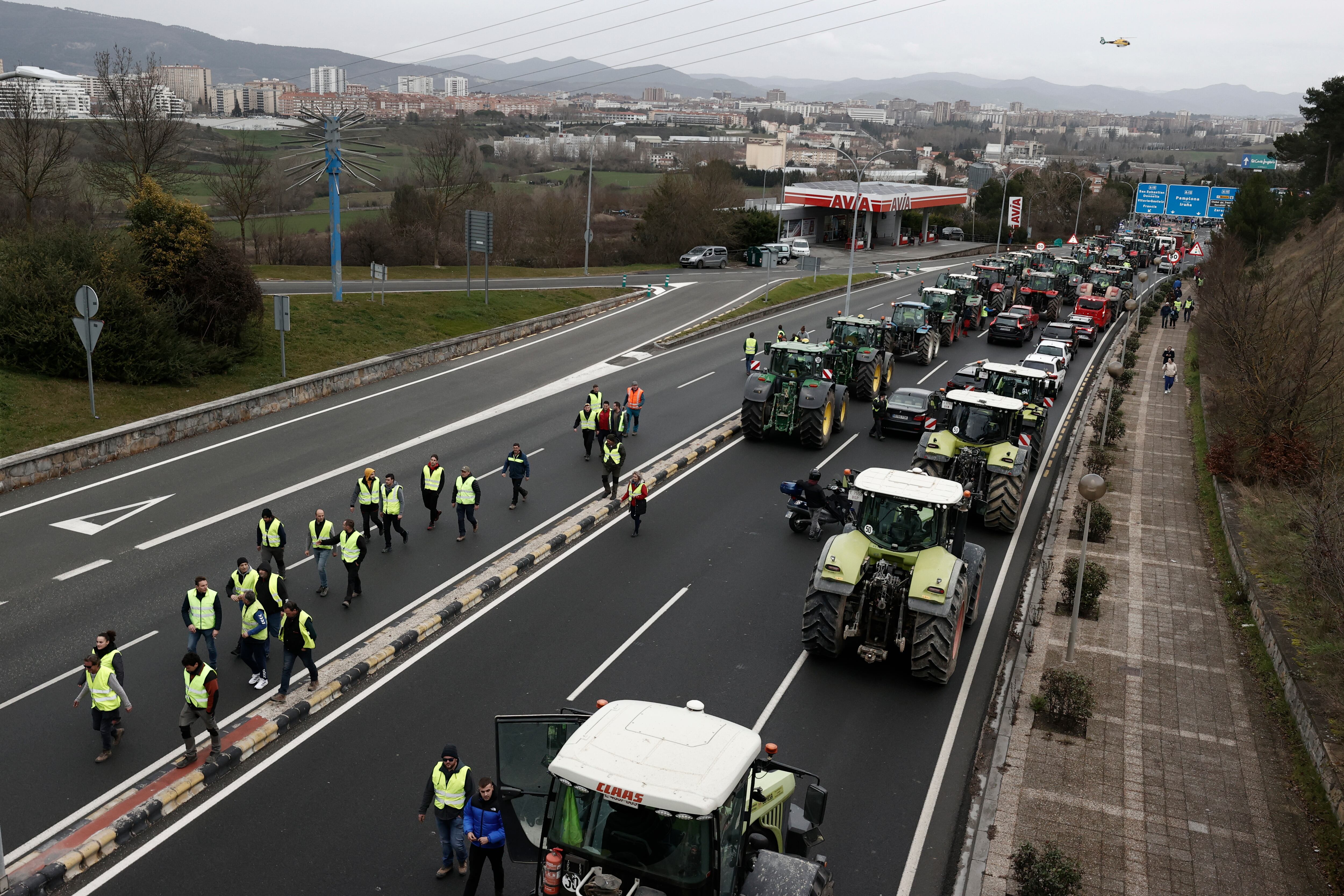 Tractores en la A-12 en sentido de entrada a Pamplona el pasado jueves