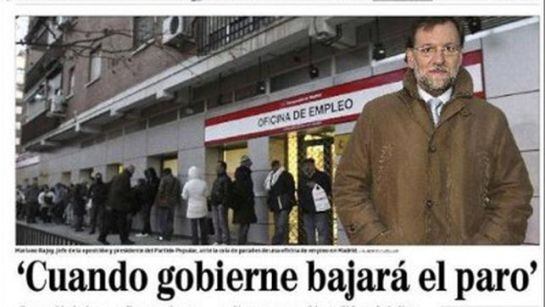 Famosa portada del diario 'El Mundo' con Rajoy en la cola de una Oficina de Empleo