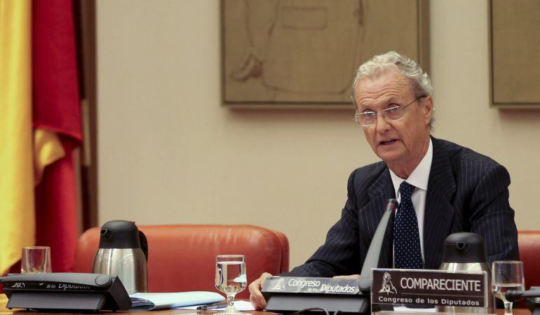 El ministro de Defensa, Pedro Morenés, durante su comparecencia ante la Comisión de Defensa del Congreso.