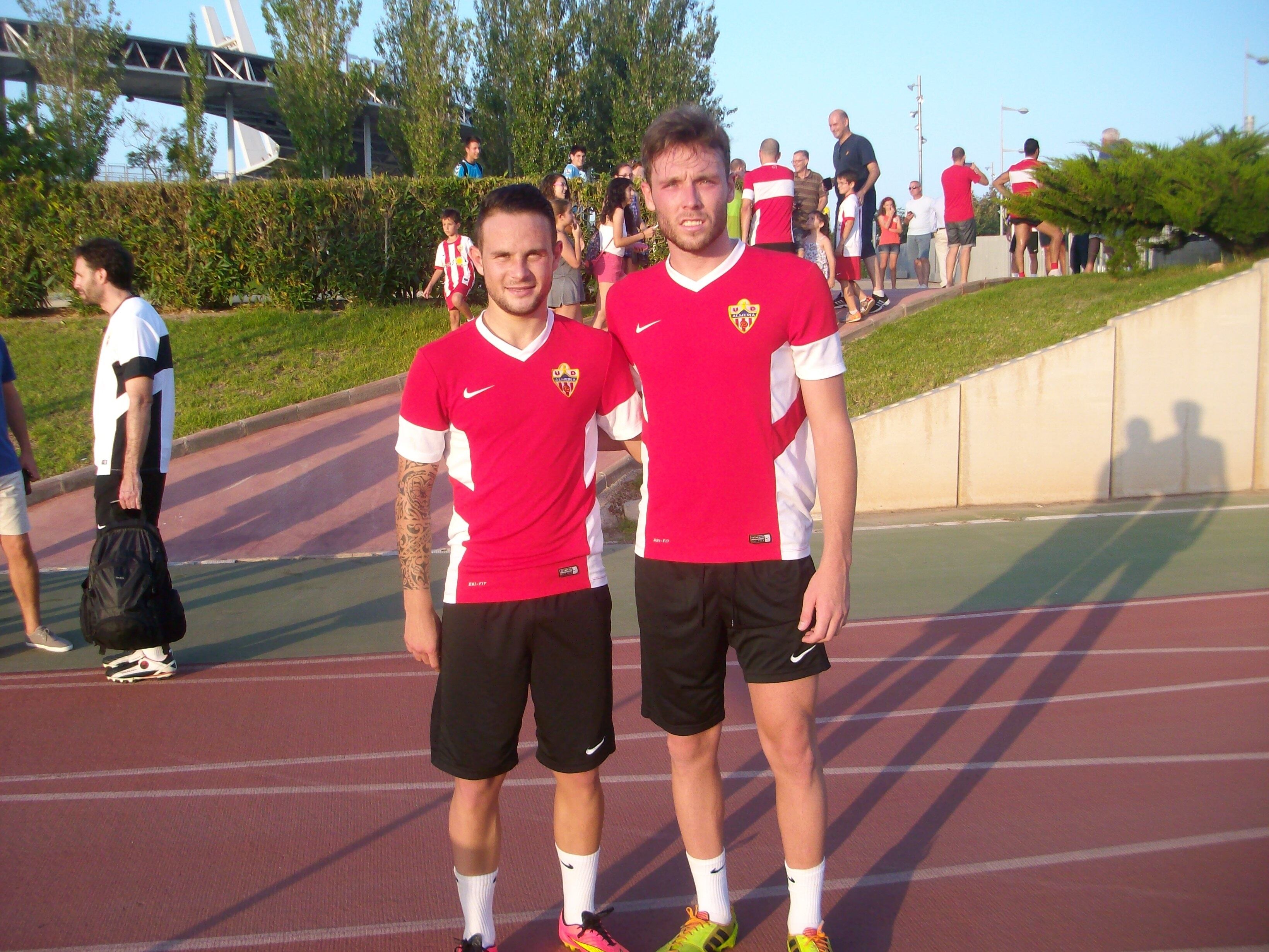 Iván Sánchez y José Ángel con el Almería en la temporada 2014-15.