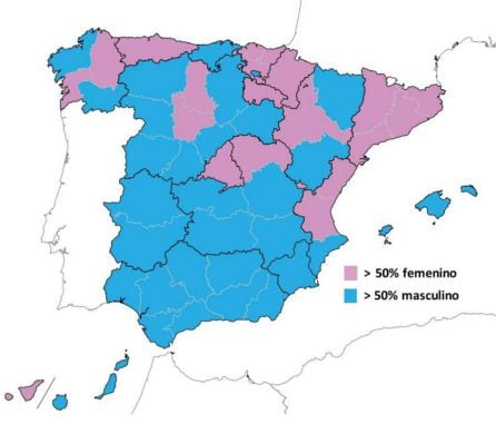 Mapa con las diferencias norte-sur