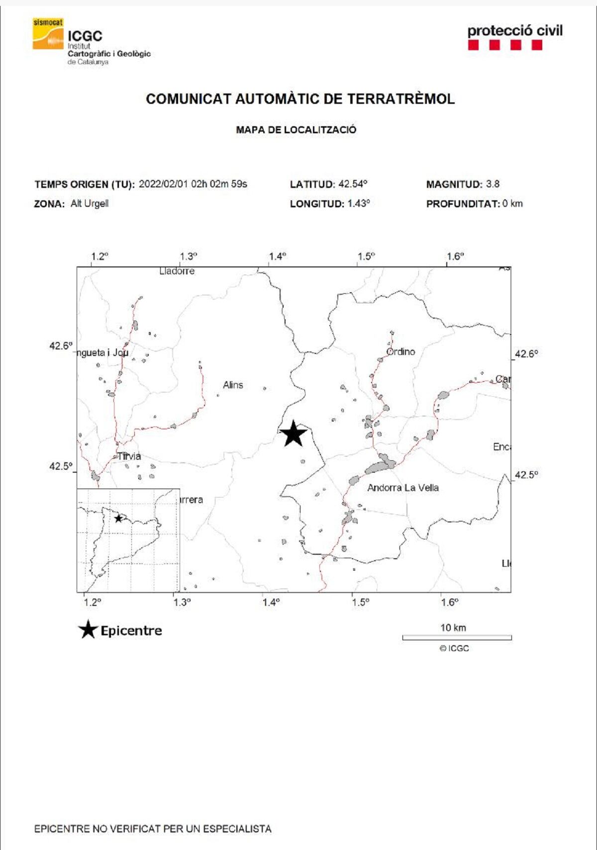 Un terratrèmol de 3,8 sacseja el país de matinada