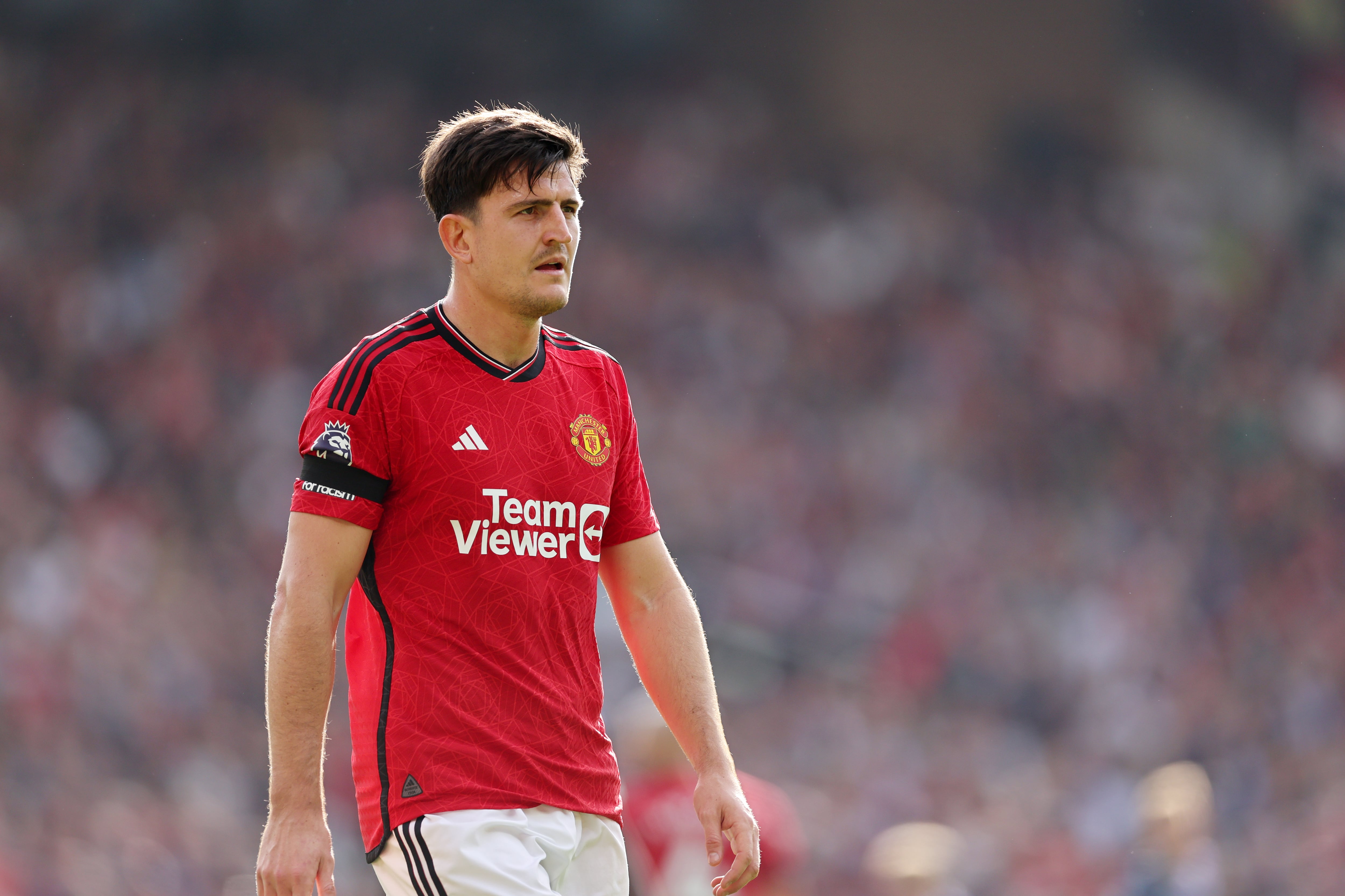 Harry Maguire, durante el último partido del Manchester United ante el Brentford