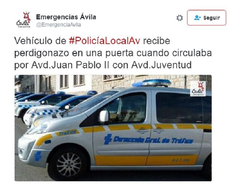 Tweet publicado por @EmergenciasAvila el pasado 13 de agosto