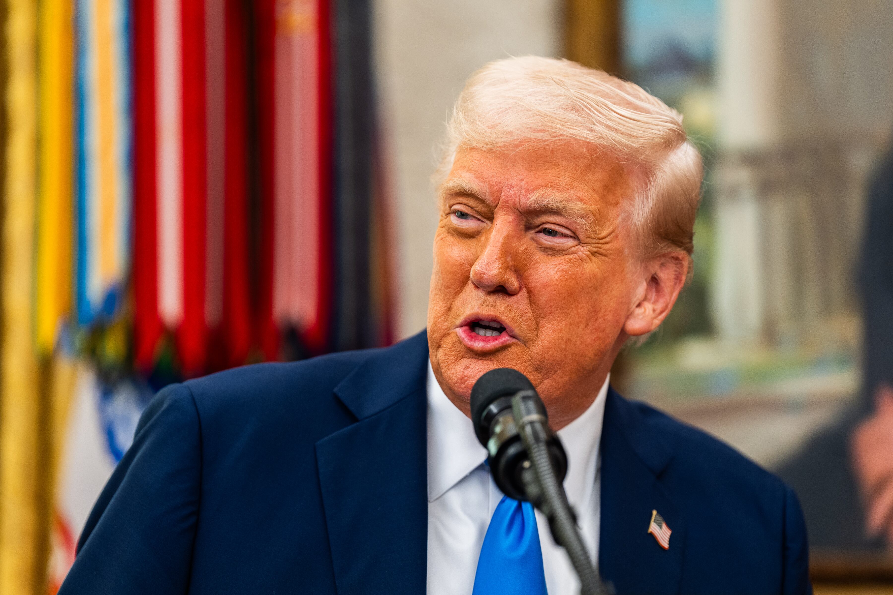 El presidente de Estados Unidos, Donald Trump, en una conferencia de prensa en la Casa Blanca, el 28 de marzo de 2025. Getty Images.