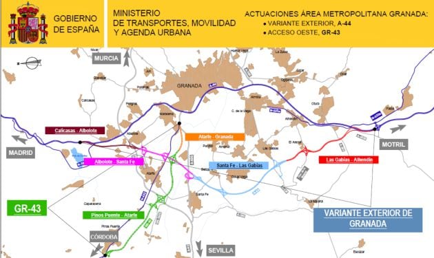 Mapa Segunda Circunvalación Granada A-44