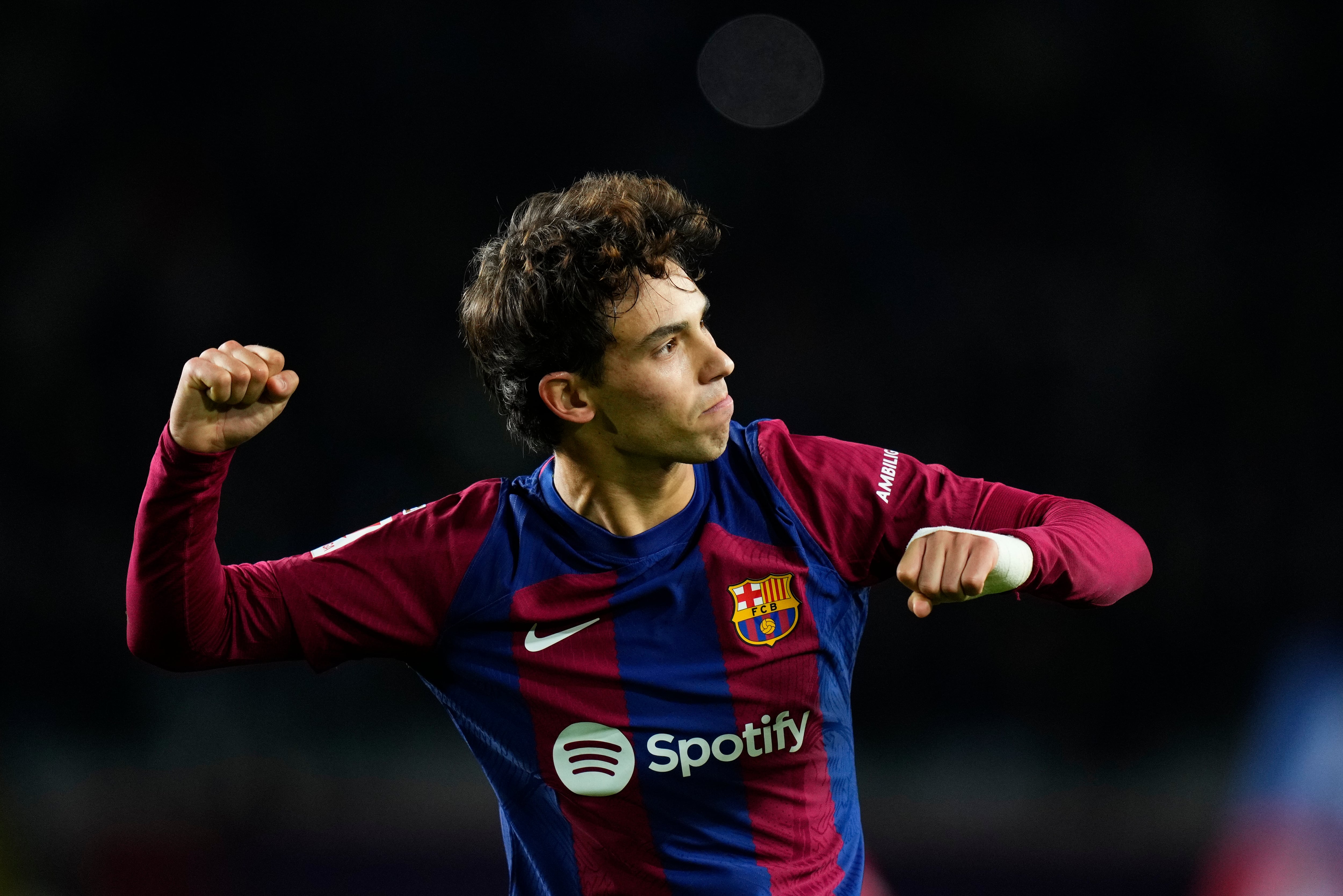 BARCELONA (ESPAÑA), 03/12/2023. El delantero portugués del FC Barcelona João Félix celebra su g