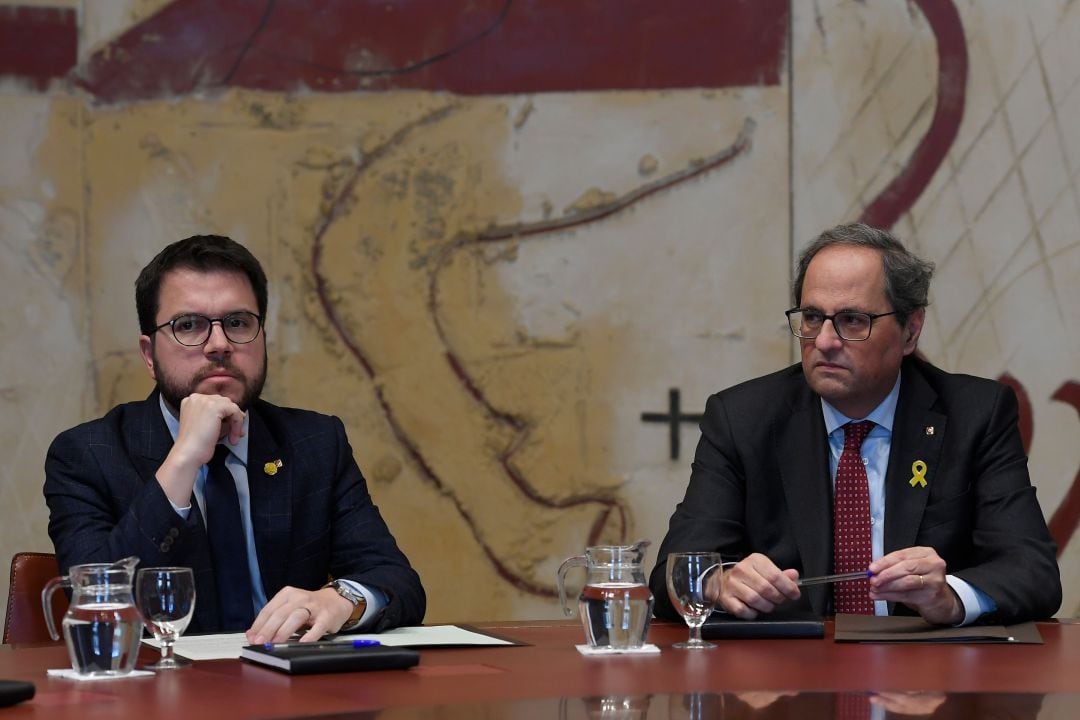 Pere Aragonès y Quim Torra, en una reunión anterior en el Palau de la Generalitat