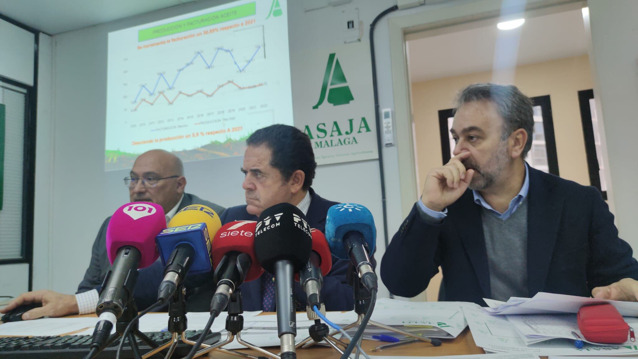 Un momento de la rueda de prensa este jueves en la sede de Asaja Málaga