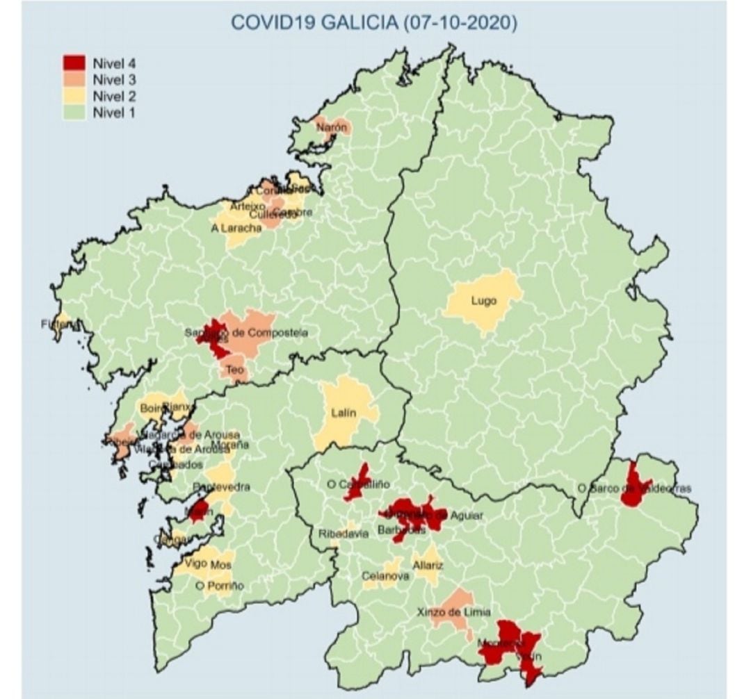 Mapa de incidencia por municipios.