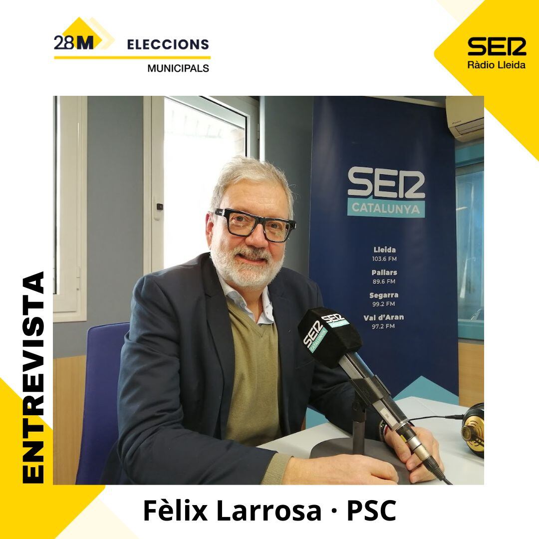 Fèlix Larrosa durant l&#039;entrevista a Ràdio Lleida.