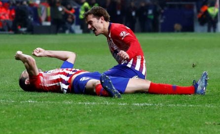 Godín celebra el gol de la victoria