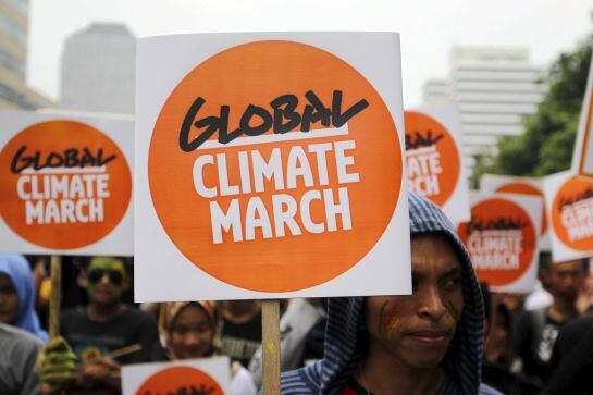 Marcha contra el cambio climático en Jakarta.