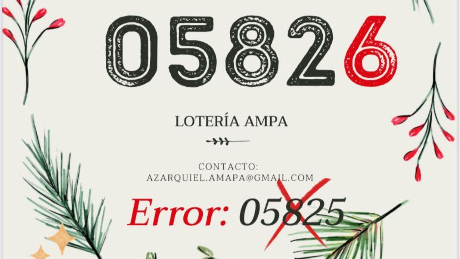 Error en las papeletas de Lotería de Navidad del AMPA IES Azarquiel de Toledo