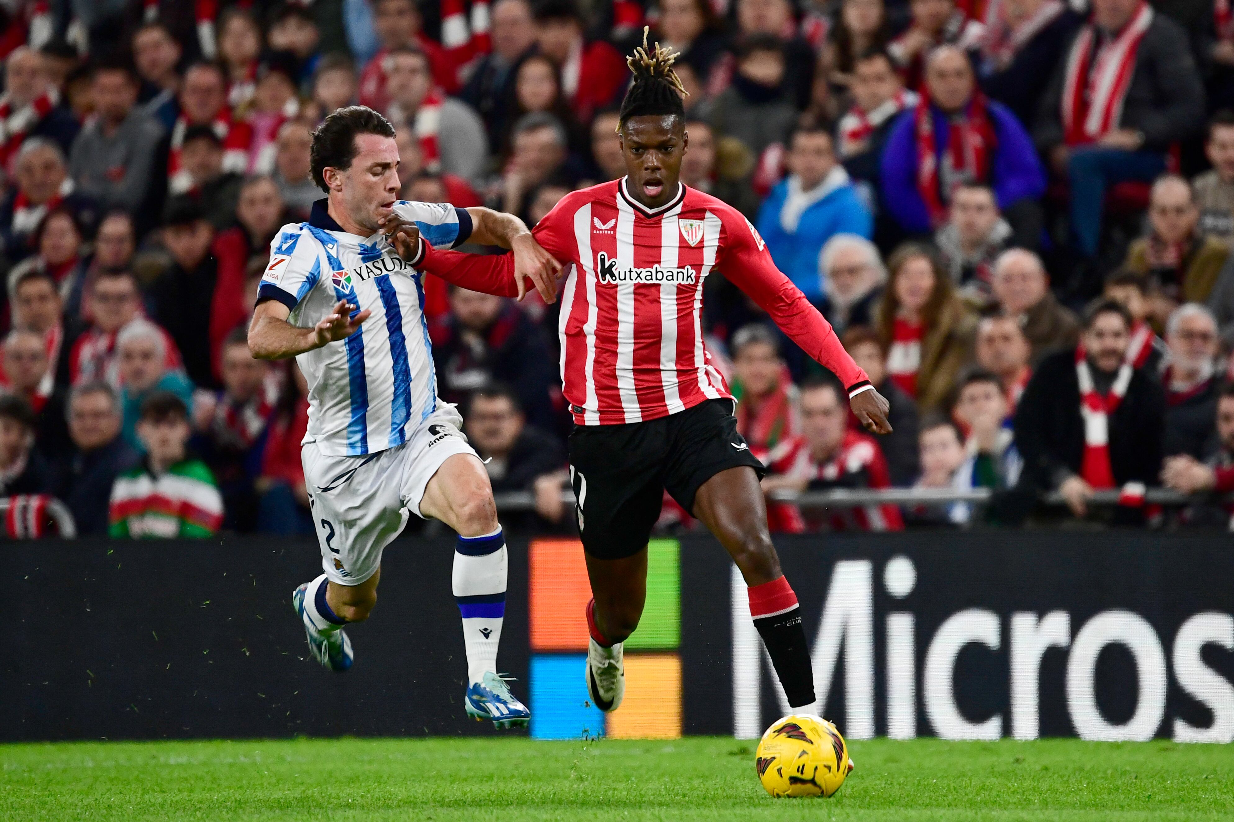 Nico Williams en el derbi de la temporada pasada disputado en San Mamés