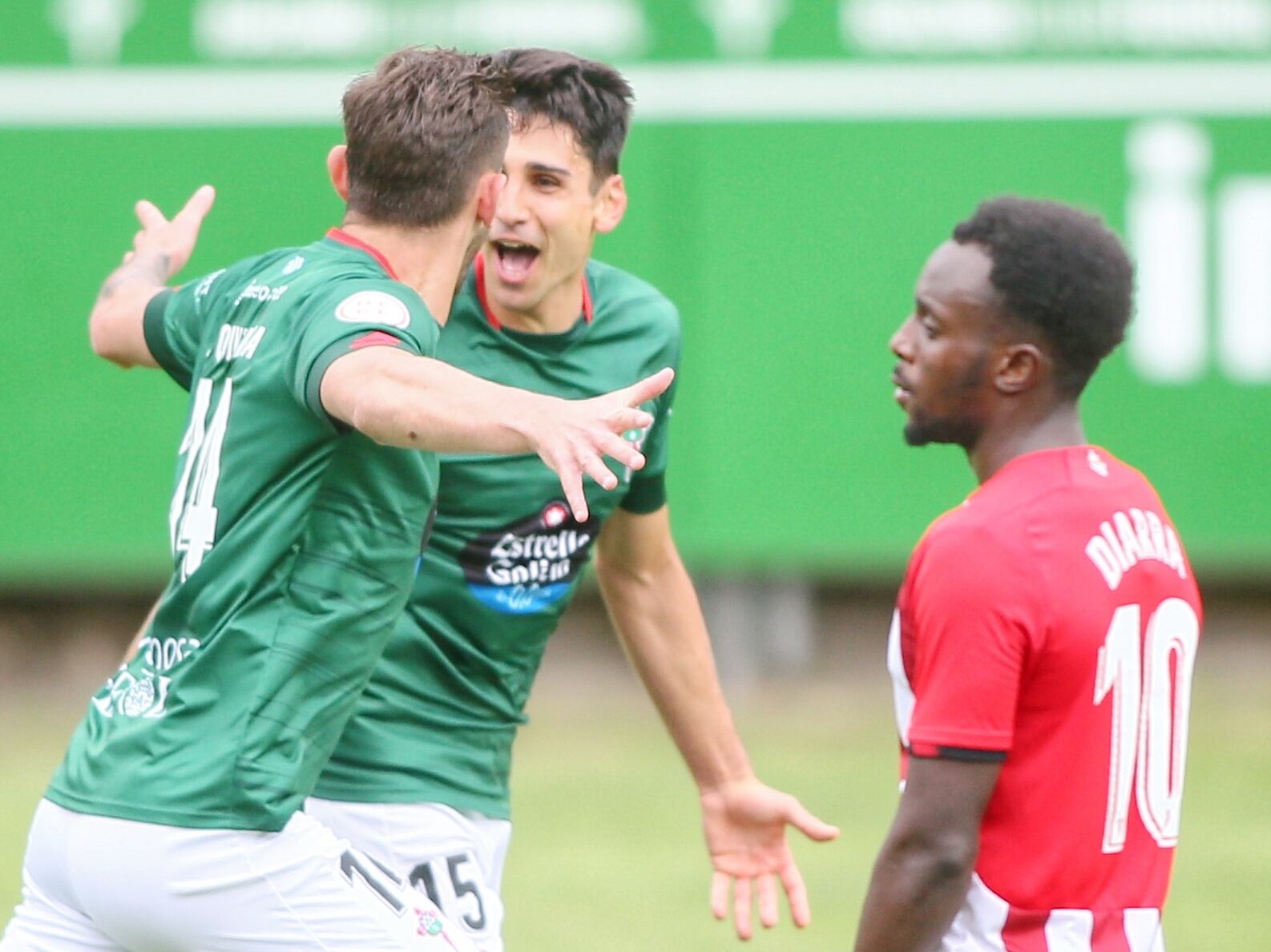 David Castro, tras marcar su gol en el Racing-Bilbao Athletic en A Malata