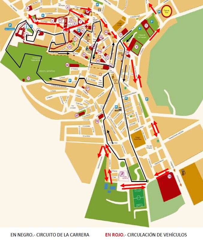 Mapa accesos y salidas Cuéllar para vehículos y emergencias