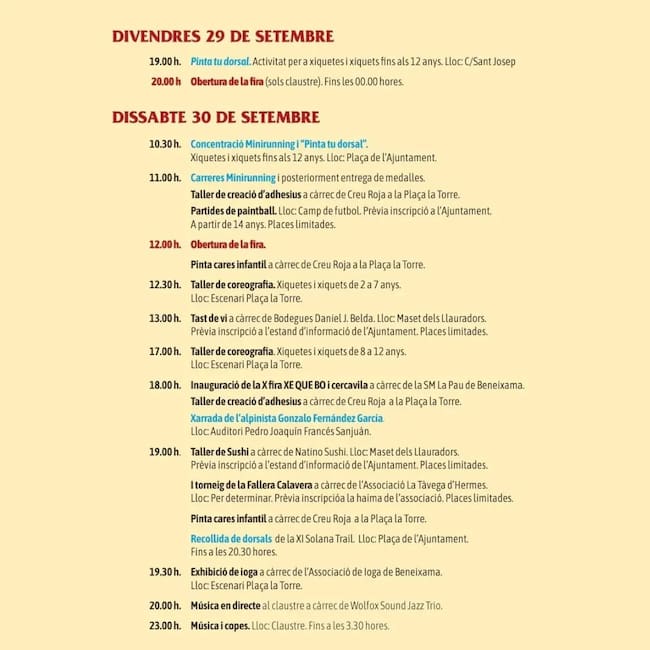 Actos previstos en la feria