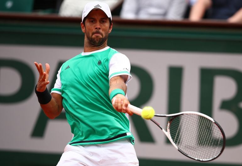 Verdasco durante un partido de Roland Garros