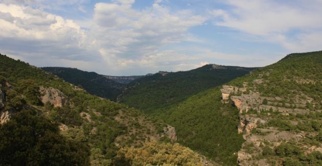 Vista de la Serranía de Cuenca desde el Salto de Villalba.